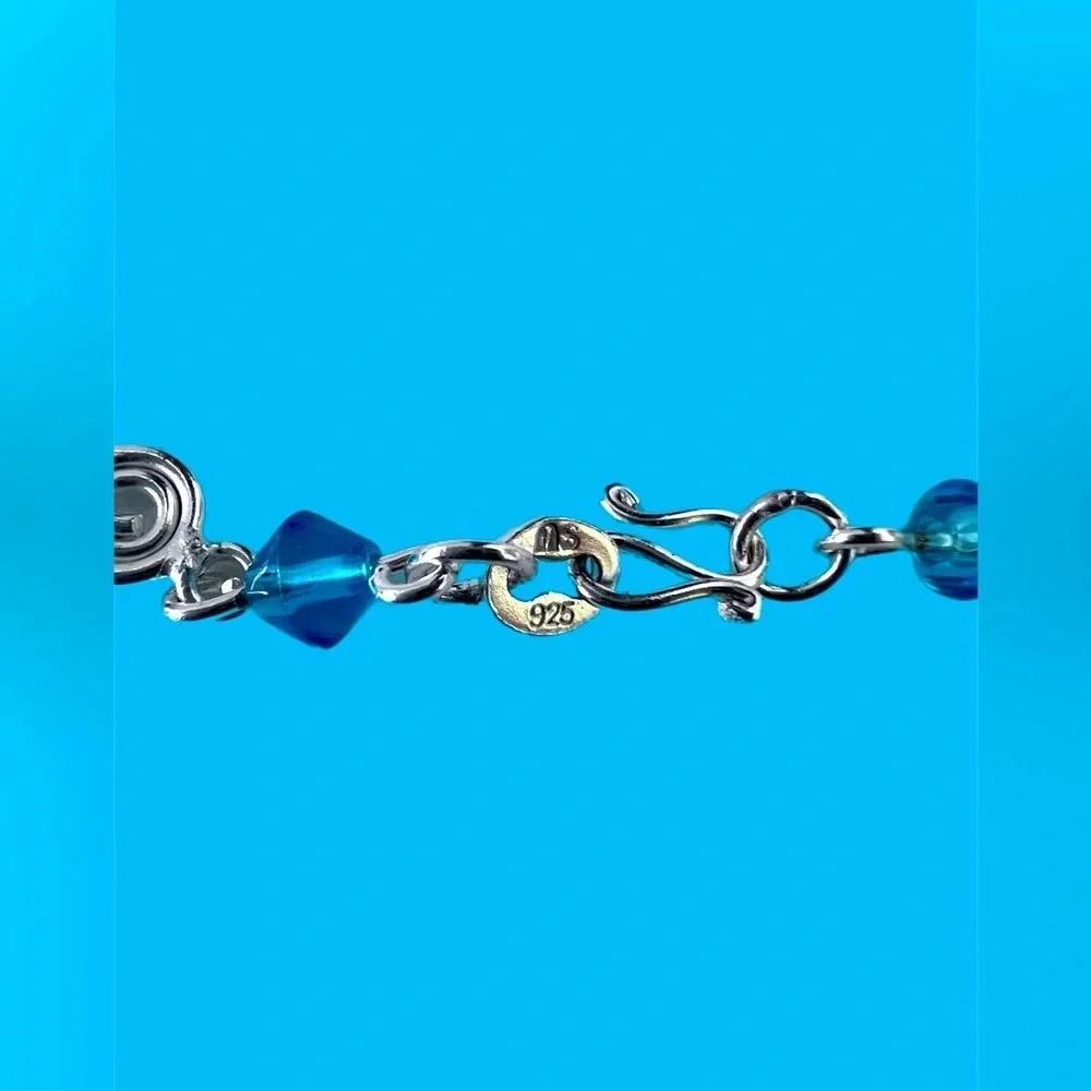 Classic Silver 925 Jewelry Topaz Crystal Gemstone Ankle Bracelet.